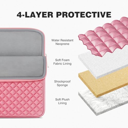 RAINYEAR 11 Inch Laptop Sleeve Shockproof Diamond Foam Padded Case, Pink | Protective Soft Fluffy Lining Carrying Bag Case Compatible with 11.6'' MacBook Air 13” MacBook Neo A18, 11" Computer Notebook - color: Pink, size: 11"-11.6"