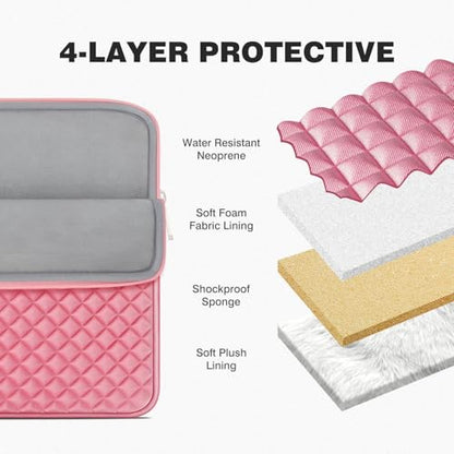 RAINYEAR 11 Inch Laptop Sleeve Shockproof Diamond Foam Padded Case, Pink | Protective Soft Fluffy Lining Carrying Bag Case Compatible with 11.6'' MacBook Air 13” MacBook Neo A18, 11" Computer Notebook - color: Pink, size: 11"-11.6"