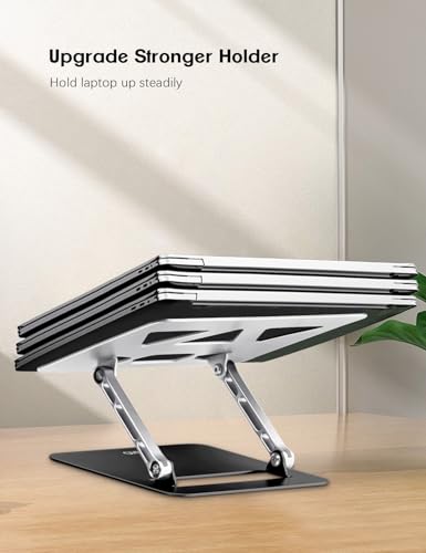 Aoviho Adjustable Laptop Stand for Desk,Portable Laptop Stand Holder and Riser,Foldable Aluminum Notebook Computer Stands for MacBook Air Pro HP Lenovo Dell Samsung, 10-15.6 inch (Silver-Gray-Black) - color: Silver-Gray-Black