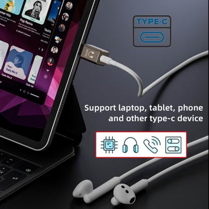 CY Audio Adapter Type C USB-C to DAC 3.5mm HiFi Audio AUX & MIC Sound Card 384kHz 32bit Adapter KT02H20 Compatible OMTP CTIA with Laptop Tablet Phone - style: USB-C to DAC 3.5mm 384kHz