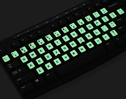 2PCS Pack Universal English Keyboard Stickers Glow in The Dark, Keyboard Letters Stickers for Computer Laptop Notebook Desktop (English-Glow) - color: English-Glow