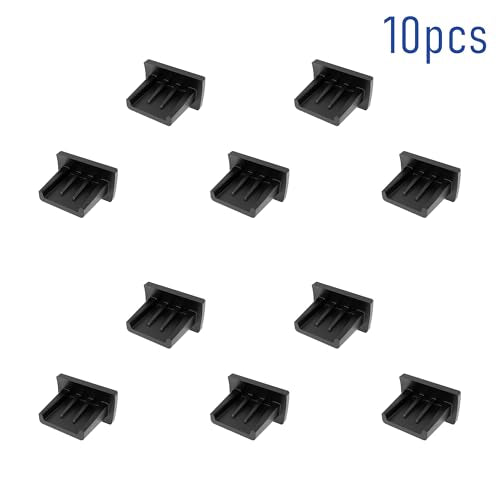 10 PCS Mini USB Port Anti-dust Plugs, Silicone Covers Caps Stoppers, Port Protector for PC Laptop Notebook Computers, 0.28 x 0.08 (LxW) - size: Mini USB/Black/10 PCS