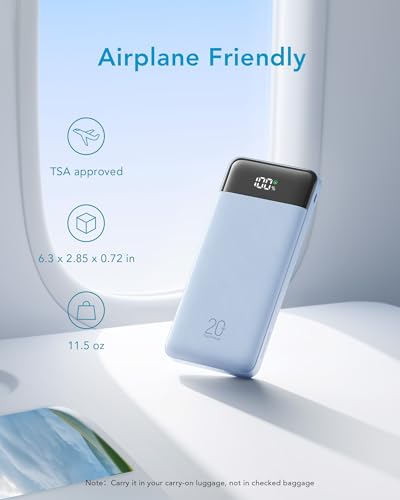 charmast 20000mAh Portable Charger with Built in Cables, 22.5W Travel Power Bank Fast Charging, USB C Cell Phone Battery Pack for iPhone 17/16/15/14/13/12 Series, iPad, Samsung, Android, Tablet - color: Sky Blue