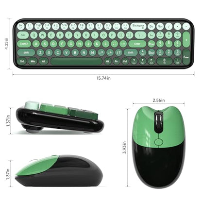 MOFII Wireless Keyboard and Mouse Combo, Full Size 2.4G Retro Round Computer Keyboard and Mouse Set, Plug and Play, for Windows, Computer, Desktop, PC, Notebook - (Green Gradient) - color: Green Gradient