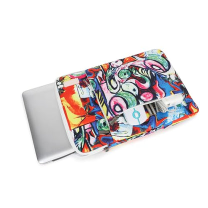 360° Protective Laptop Sleeve Case Bag with 3 Pockets,Handle,Luggage Strap for MacBook Pro 14 inch and 14 inch-14.4 inch Screen Laptop (Graffiti) - color: Graffiti, size: 14 inch-14.4 inch