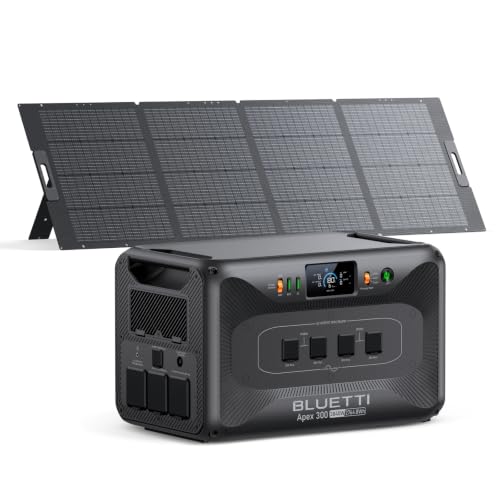 BLUETTI Apex 300 Solar Generator & 350W Solar Panel Included 2764.8Wh LFP | Portable Power Station with 6 3840W AC Outlets 7680W Surge, Simultaneous 120V/240V Dual Voltage for Camping, Off-Grid Living - style: BLUETTI Apex 300+350W