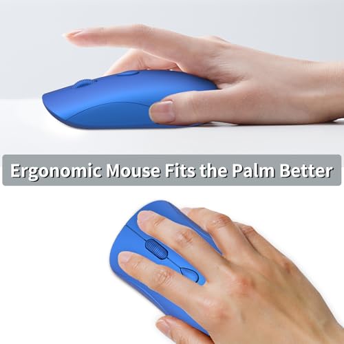 Slim Silent 2.4G Wireless Optical Mouse, Blue | Compatible MacBook, Chromebook, Laptop, PC; Quiet Click, 2400 DPI, Mini USB Receiver, Travel Portable Design - color: Blue