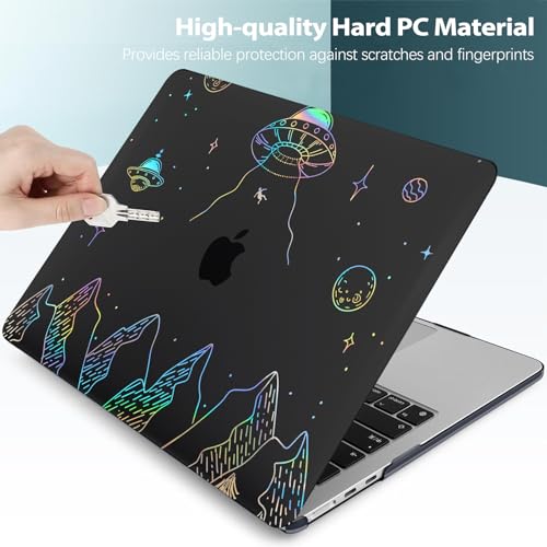 Clear Black Case for MacBook Air 13 inch 2021-2018 M1 A2337 A2179 A1932, Plastic Hard Shell Case & Keyboard Cover for MacBook Air 13.3 inch, Planet - color: Clear Black Planet