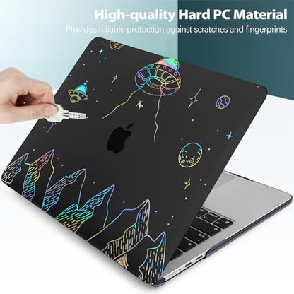 Clear Black Case for MacBook Air 13 inch 2021-2018 M1 A2337 A2179 A1932, Plastic Hard Shell Case & Keyboard Cover for MacBook Air 13.3 inch, Planet - color: Clear Black Planet