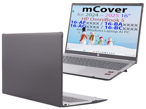 mCover Case ONLY Compatible for 16” 2024+ HP OmniBook 5 16-AF / 16-AG / 16-BAxxxx / 16-BCxxxx and Pavilion 16-AF / 16-AG0000 Series Windows AI Notebook PC (NOT Fitting Other HP Models)- Black - color: Black