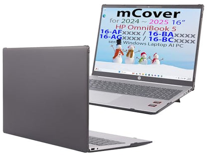 mCover Case ONLY Compatible for 16” 2024+ HP OmniBook 5 16-AF / 16-AG / 16-BAxxxx / 16-BCxxxx and Pavilion 16-AF / 16-AG0000 Series Windows AI Notebook PC (NOT Fitting Other HP Models)- Black - color: Black