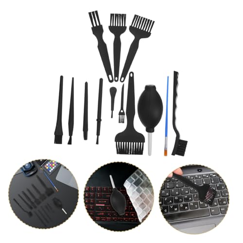 Anti-Static Cleaning Brush Set 13pcs with 12 Precision Electronics Brushes and Manual Air Blower, Multi-Purpose Laptop and Computer Dust Removal Tool for Industrial and Desktop Use