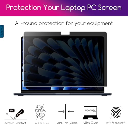 15.6" Privacy Screen Protector | 9H Tempered Glass with Anti-Blue Light & Anti-Glare | Universal Fit for HP, Dell, ASUS, Samsung, Lenovo, Acer, MSI 16:9 Laptops (Wide-Angle Privacy + Eye Comfort) - size: Privacy Glass-15.6 Inch 16:9