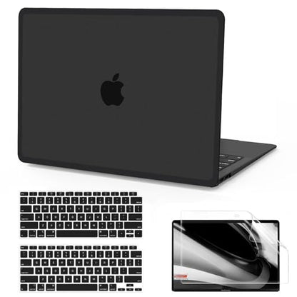 B BELK for MacBook Air 13 inch Case 2021 2020-2018 M1 A2337 A2179 A1932 | Matte Plastic Laptop Hard Shell for MacBook Air 13.3 inch Case Touch ID with Keyboard Cover & Screen Protector, Frost Black - color: Frost Black