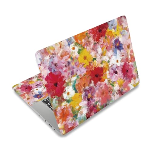 PLIGREAT 15 Inches Laptop Decal Sticker Skin Cover, Oil Painting Florals Laptop Stickers Skins Decal Fits 12-15 Inch Laptops Universal Removable Vinyl Notebook Art Protector Cover Decals, Red Yellow - color: Red Yellow