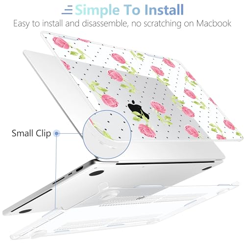MEEgoodo Case for MacBook Pro 16 inch 2026 2024 2023 2021,Laptop Shell Compatible with M5 M4 M3 M2 M1 Pro/Max Chip,Fit Model A3429/A3428/A3403/A3186/A2991/A2780/A2485,Watercolor Roses&Polka Dots - color: Watercolor Roses&Polka Dots