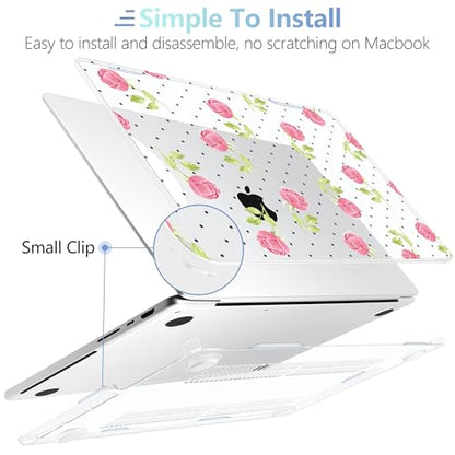 MEEgoodo Case for MacBook Pro 16 inch 2026 2024 2023 2021,Laptop Shell Compatible with M5 M4 M3 M2 M1 Pro/Max Chip,Fit Model A3429/A3428/A3403/A3186/A2991/A2780/A2485,Watercolor Roses&Polka Dots - color: Watercolor Roses&Polka Dots