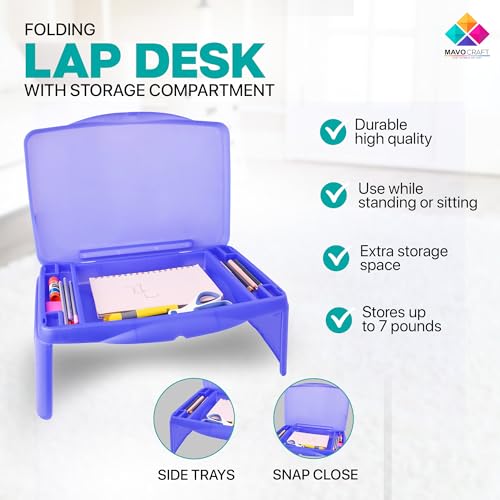 MAVOCRAFT Foldable Kids Lap Tray with Storage - Portable Lap Desk Kids & Adults - Kids Lap Desk for Breakfast in Bed, Serving Tray, Car Desk & Gaming (Purple) - color: Purple