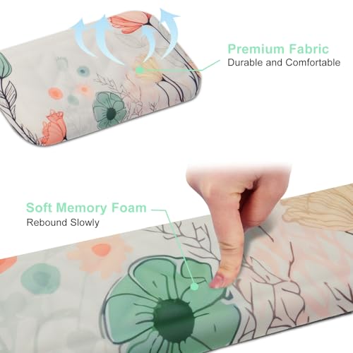 Petmolico 4-in-1 Wrist Rest Set with Desk Pad, Light Brown Big Flower | Non-slip PU base, soft Lycra & memory foam, ergonomic pain relief, great for home/office - color: Green