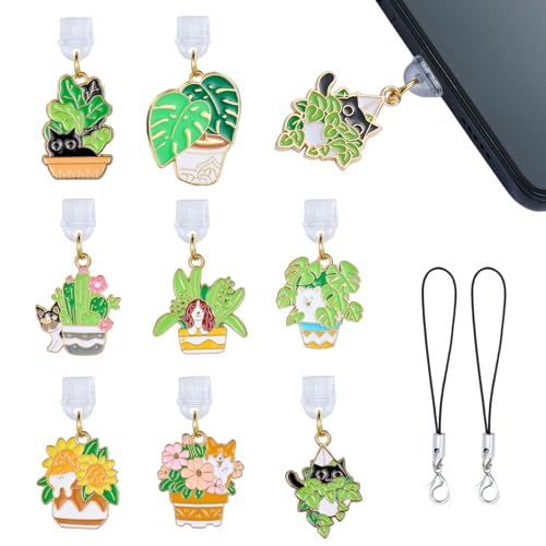 8Pcs Dust Plug Charm Type C Cute Phone Dust Plug Charm with Potted Animals Pendants for Most USB C Phone,E-Readers, Reading Lover Accessory Decorations Gifts - color: Potted animals