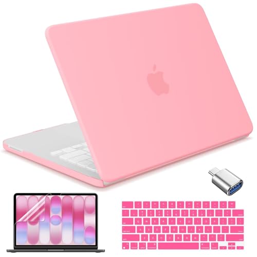 Compatible with MacBook Neo 13 inch Case 2026, Plastic Hard Shell Case & Keyboard Cover & Screen Protector & USB Adapter, Matte Pink - color: Matte Pink