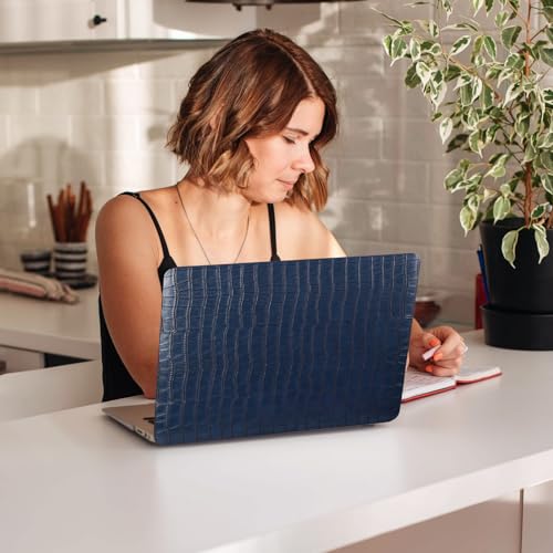 Crocodile Logo Cutout Case for MacBook Air 15 inch 2026-2023 M5 M4 M3 M2 | Model A3448 A3241 A3114 A2941, Crocodile Alligator Skin Luxury Texture Leather Hard Shell Mac Air 15 Case+Keyboard Cover,Blue - color: # Crocodile Skin Blue