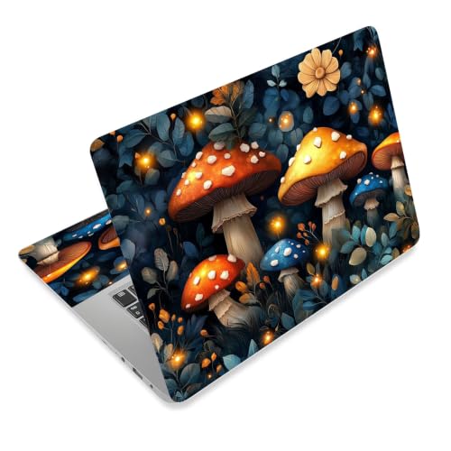 Laptop Skin Sticker Decal for 12 13 13.3 14 15 15.6 in, Universal Vinyl Waterresistant Protector Cover for Notebook PC Netbook, Computer Decor for Women Girls Enchanted Mushrooms - color: Enchanted Mushrooms