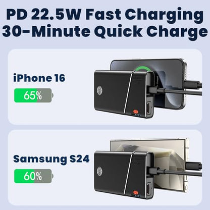Portable Charger 20000mAh, 22.5W PD 3.0+QC 4.0 Super Fast Charging Power Bank, Cooler Aerospace Metal Case for iPhone 17 16 15 14, 13 Android iPad Samsung Google Tablet & More, Travel Essential - color: Black