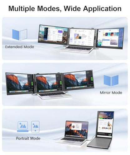 Laptop Screen Extender, Ultra-Thin 14" FHD 1080P Portable Monitor | 2.2lbs Lightweight, Triple Monitor Extender, Plug & Play, For 13"-17" Laptops, Compatible with Wins/Mac/Android/Chrome - size: 14" Monitor