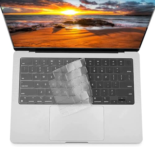 Batianda Premium Ultra Thin Soft TPU Keyboard Cover for New MacBook Air 13.6 inch 2022 & MacBook Pro 14'' Model A2442 & MacBook Pro 16'' Model A2485 M1 Pro/Max Chip Soft-Touch Protective Skin