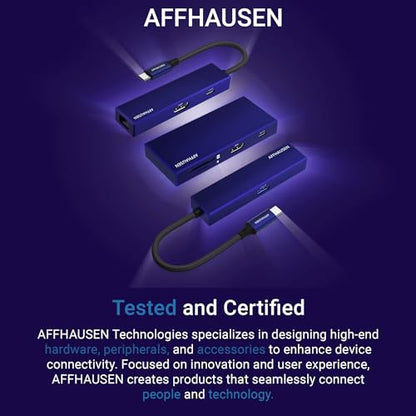 AFFHAUSEN 7-in-1 USB-C Hub – SD/microSD Card Reader, 4K@60Hz HDMI, 3X USB-A 5Gbps, 100W PD Charging – MacBook, iPad Pro, iPhone 16, Laptops