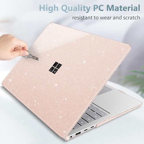 Mektron Glitter Case for 13.8" Microsoft Surface Laptop 8 2026 Fits Surface Laptop 13.8 Inch 7 2024 Cover (Model: 2036),Keyboard Cover +Screen Protector +Dust Plugs, Sparkly Sakura Pink - color: Sparkly Sakura Pink
