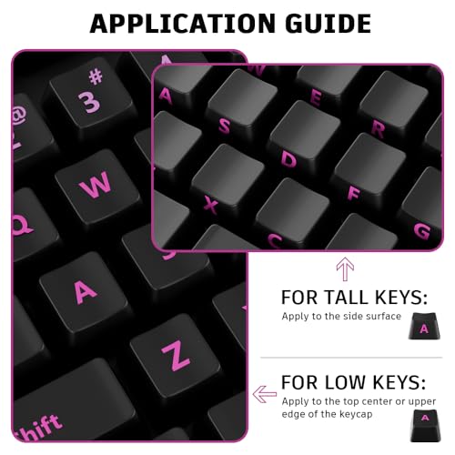 ProElife Gradient Keyboard Letter Stickers with Tweezer,Full-Key, Pink | English Transfer Printing Peel-Off Film, Leave English Letters on Keys, Keyboard Letters Replacement Stickers for Desktop - color: Pink