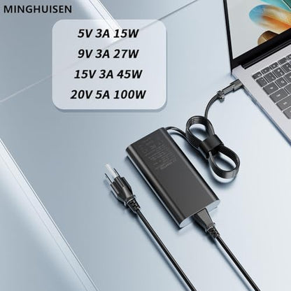 100W 20V 5A USB-C AC Laptop Charger Compatible with Dell Inspiron 14 16 5000 7000 7440 7430 5630 5430 XPS 14 9440 Latitude 9440 7640 7340 5540 5440 5340 Precision 5680 5480 Power Supply Adapter