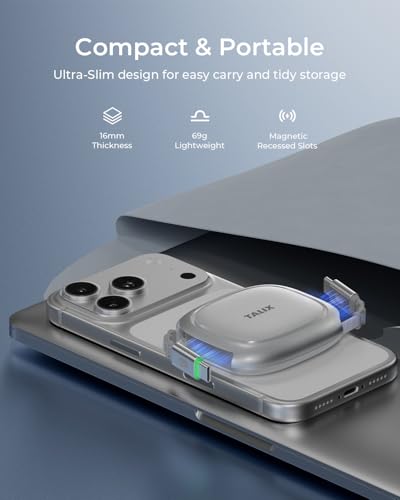 TALIX 240W Retractable USB C Cable, PD 3.2 Fast Charging USB C to USB C Cable with Mag Snap Storage, E-Marker Chip, Anti-Tangle Retractable Cord for Travel, iPhone 17, MacBook, Samsung S25, 3.94FT