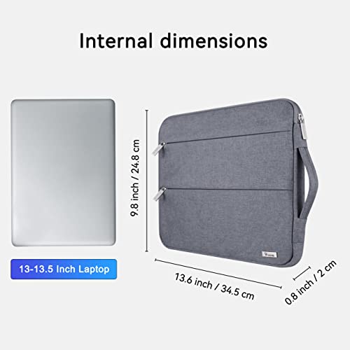 Voova Laptop Sleeve Carrying Case 13 13.6 Inch Compatible with MacBook Air 13 M1/M2/M3/M4, MacBook Pro 13/14, IPad Pro 13, Waterproof Slim Computer Cover Bag, Grey - color: Grey, size: 12.6-13.6 Inch