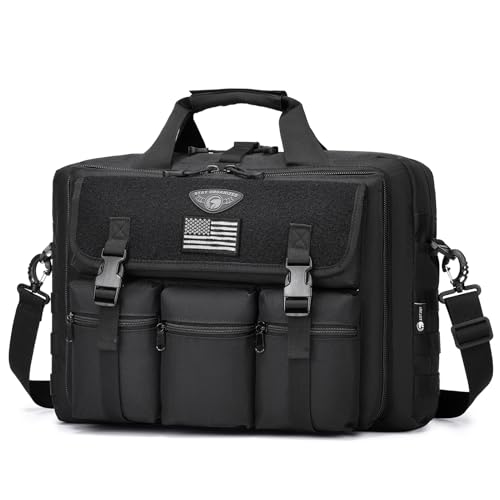 Stypos Tactical Messenger Bag, 15.6/17.3 Inch Tactical Briefcase for Man Military Laptop Bag Messenger Shoulder Bag - color: Black