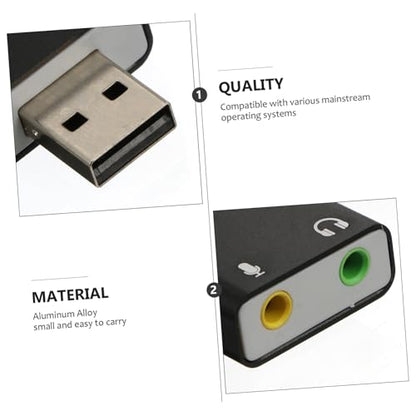 Aluminum USB External Sound Card Adapter with Channel Stereo Audio Headphone and Microphone Jack for Laptop Desktop Portable USB Audio Interface for Plug and Play Music Playback