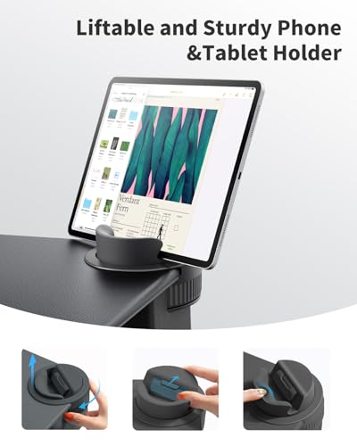 SAIJI Laptop Lap Desk - Fits Up to 17" Laptops, Lightweight Lap Tray Table Stand with Soft Leather Wrist Pad, External Monitor Holder, Lap Desk with Cushion for Home Office Working/Gaming On Couch - color: Deep Black