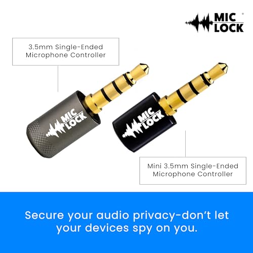 Mic-Lock 3.5mm for Headphone Port - Microphone Audio and Data Security - Privacy Protector for Laptops, Smartphones, Tablets, and Computers (Black, Single Pack)