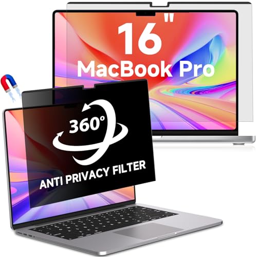 Magnetic Privacy Screen for Macbook Pro 16 Inch (2021-2024, M1, M2, M3, M4), Removable Anti Glare Blue Light Macbook Pro Screen Protector, 360° Anti Spy and Easy Install Shield - size: Privacy Screen MacBook Pro 16 Inch