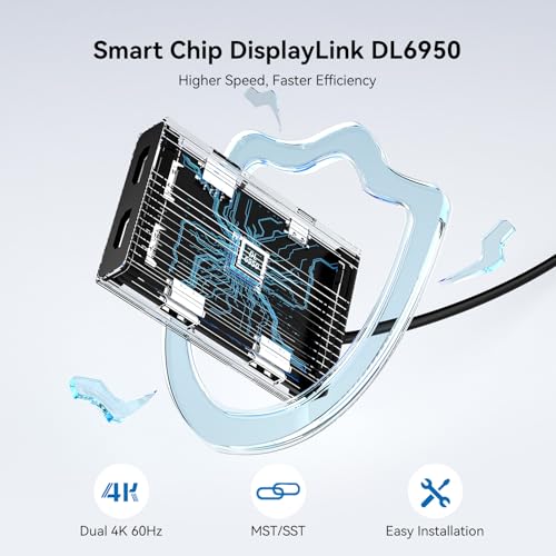 ACASIS USB C to Dual HDMI DisplayLink Adapter for Mac M1/M2/M3/M4/Windows | USB C DisplayLink Docking Station with 2HDMI 4K@60Hz, 3USB-A Ports, 100W PD Charging ,USB A/C to Dual Monitor Adapter(Black) - color: Black
