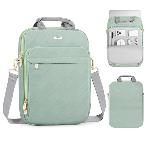 MoKo 13-14 Inch Puffy Laptop Sleeve Shoulder Bag Carrying Case with Handle | Fits Mac Air 13-inch M5, Mac Neo A18 Pro, Mac Pro 14-inch M5/M4/M3/M2/M1 and Surface 13.8-inch, Light Green - color: Light Green, size: 13.3-14 Inch