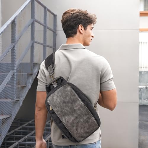Canvas Messenger Bag Sling Bag Crossbody Shoulder Bag for Men Women Travel Work Satchel Bags - color: Black-a