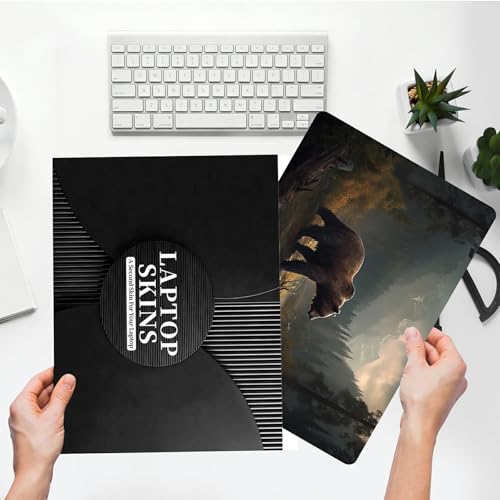 Universal Laptop Skin Sticker with 2 Wrist Pad Skins, Waterproof Scratch Resistant Vinyl Laptop Cover Decal, Cut to Fit for 11–15.6 Inch MacBook HP Dell Lenovo, Brown Bear - color: Brown Bear