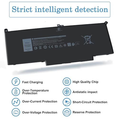 60Wh F3YGT Battery Latitude 7480 Battery Replacement Latitude 7490 Battery | for Dell Latitude 12 7000 7280 7290/13 7000 7380 7390 P29S002/14 7000 7480 7490 P28S P73G Series DM3WC 0DM3WC DM6WC 7.6V - size: 9.28*4*0.23inch F3YGT