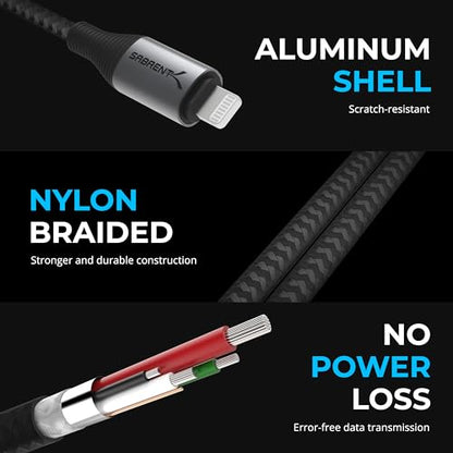 SABRENT USB-C to Lightning Cable with Smart Display, 1M/3.3FT Long, Apple MFI Certified, 60W Charging and 480Mbps Data Transfer Speeds, for Phones, iPads, iPods, MacBooks (CB-C2L1) - size: 1 Meter, style: USB-C to Lightning