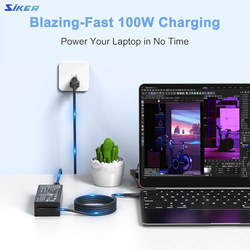 SiKER 100W USB C Charger, Universal USB-C Power Adapter, PD 3.0 Fast Laptop Charger Compatible with MacBook Pro/Air, Lenovo, Dell, HP, ASUS, iPad Pro, Android Phones - color: black3