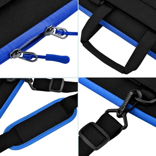 Laptop Case 15.6 inch Shoulder Bag, Durable Shockproof Protective Computer Carrying Briefcase with Multi-Pockets and Strap Compatible with Most 15.6 inch Notebooks,Black blue - color: Black Blue, size: 15.6"