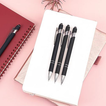 Bribobo 8 Pack Ballpoint Pen 2-in-1 Stylus, 1.0 mm Black Ink | Retractable Metal Pen With Stylus Tip for Touch Screens - color: 8 Black